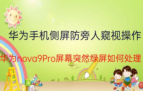 华为手机侧屏防旁人窥视操作 华为nova9Pro屏幕突然绿屏如何处理？